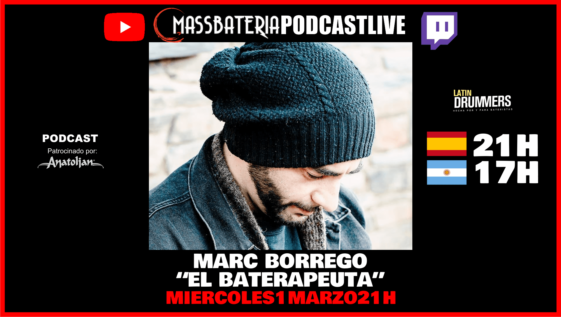 #104 MASSBATERIA PODCAST LIVE-MARC BORREGO EL BATERAPEUTA